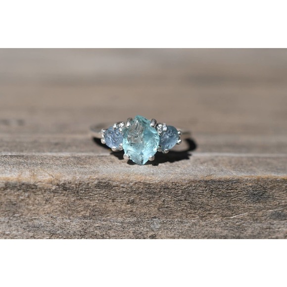 Aquamarine blue Montana sapphire engagement ring size 3 4 5 6 7 8 9 10 1… - Picture 4 of 4
